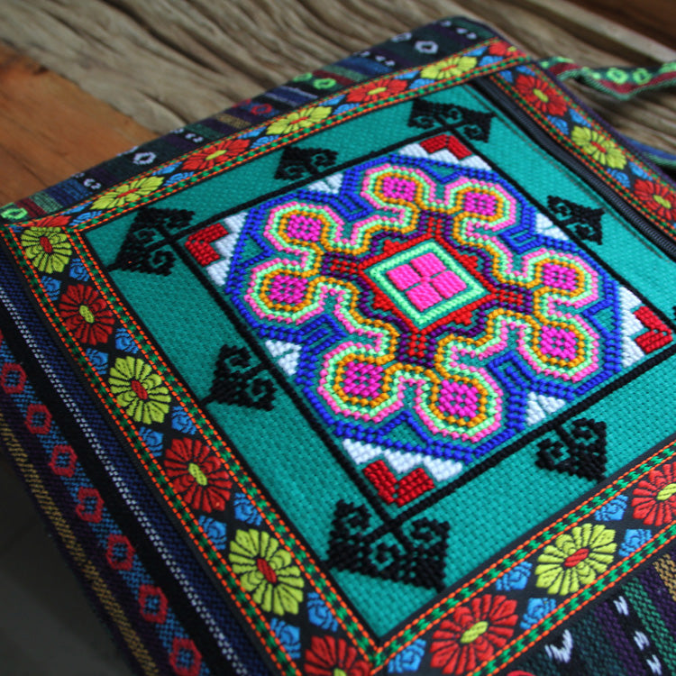 embroidery bag women's shoulder bag national style bag cross stitch new cloth handbag