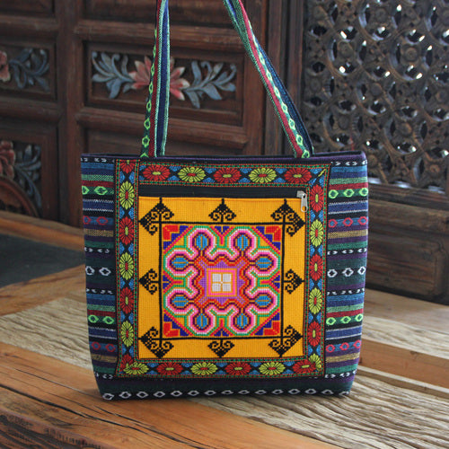 embroidery bag women's shoulder bag national style bag cross stitch new cloth handbag