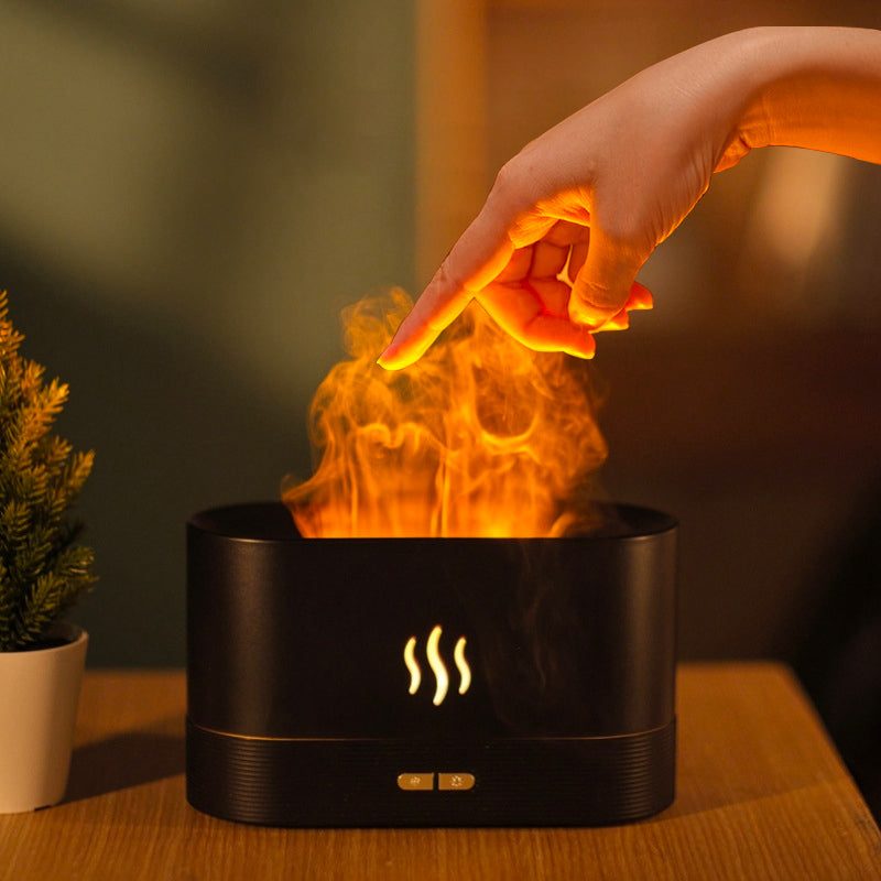USB Simulation Flame Night Light with 180ML Water Tank Humidifier Suitable for Bedroom Living Room Office Atmosphere Desk Lamp