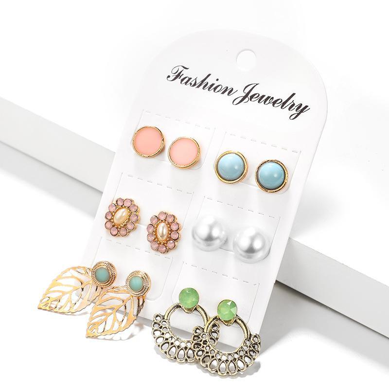 Girls Stud 6 Pairs Lot Cute Thai Style Earrings Jewelry Accessories
