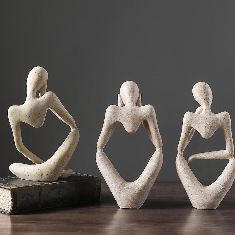 Abstract Thinker Statue Resin Figurine Office Home Decoration Desktop Decor Handmade Crafts Sculpture Modern Art