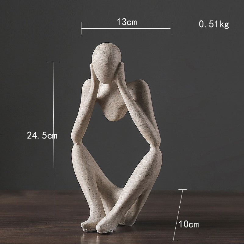 Abstract Thinker Statue Resin Figurine Office Home Decoration Desktop Decor Handmade Crafts Sculpture Modern Art