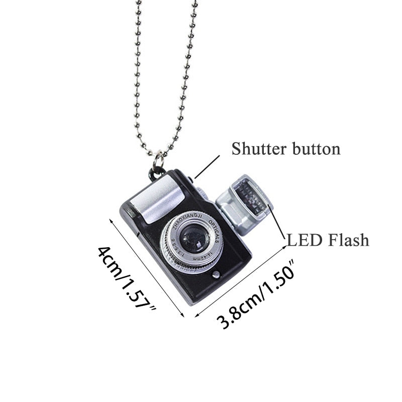 Vintage Camera Pendant Necklace Long Chain Punk Jewelry for Women Man Light Glowing Camera Chains Necklaces Friendship Gifts