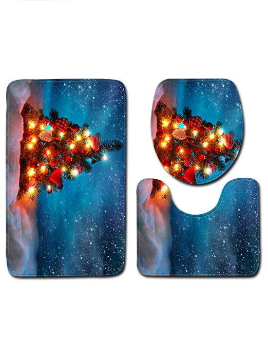 Christmas Snowman Pattern Three-Piece Bathroom Carpet