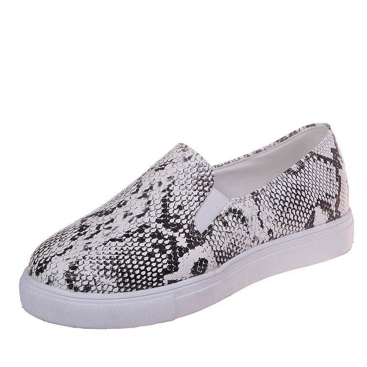 Women Casual Snake Printing Women Vulcanized Flats Sneakers Shoes