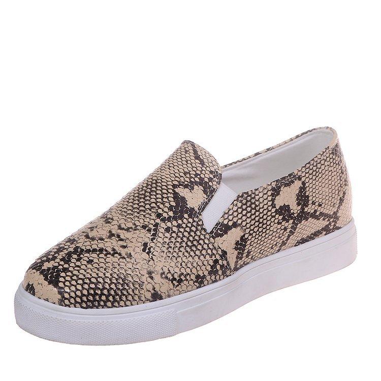 Women Casual Snake Printing Women Vulcanized Flats Sneakers Shoes