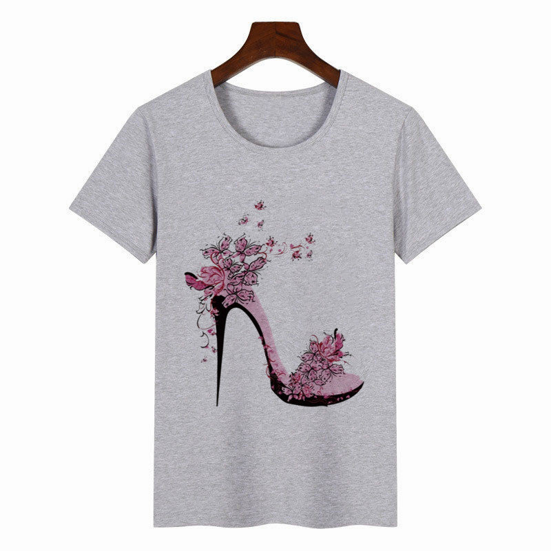 Women's Colorful Butterfly Print Short Sleeve T-shirt