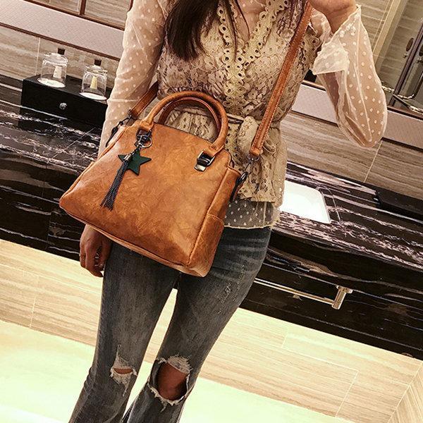 Elegant PU Leather Handbag Star Decorational Shoulder Bags Crossbody Bags For Women
