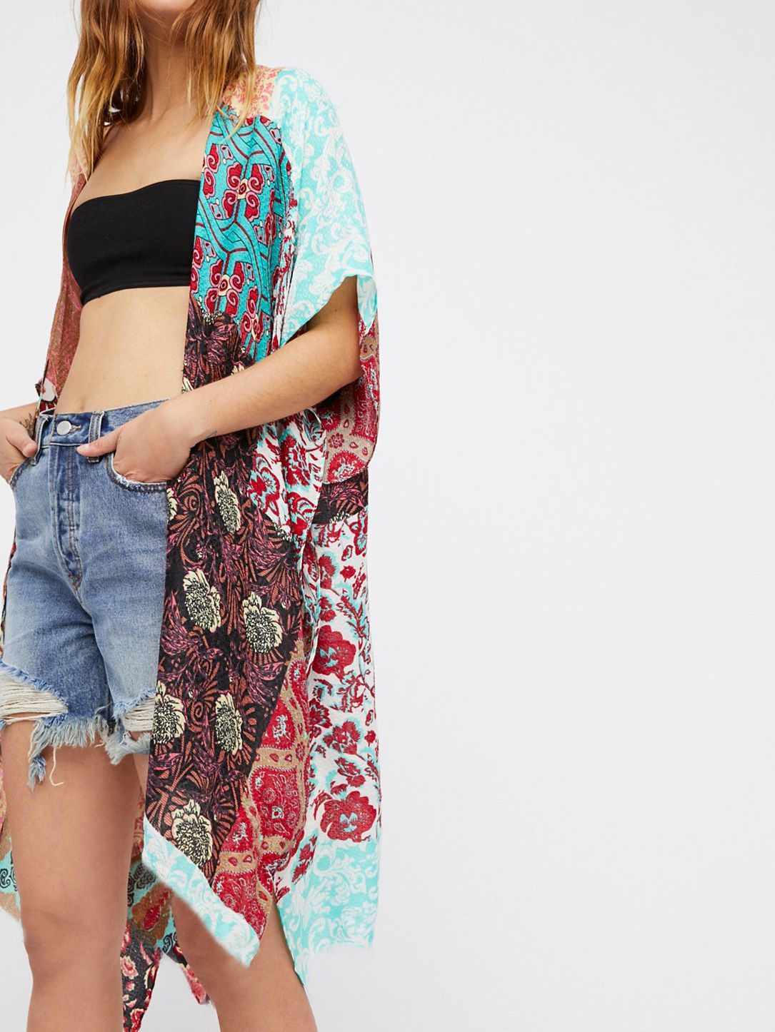 Print Block Beack Out-of-the-shirt Bikini Swimsuit Women's Holiday Cape - emogogo