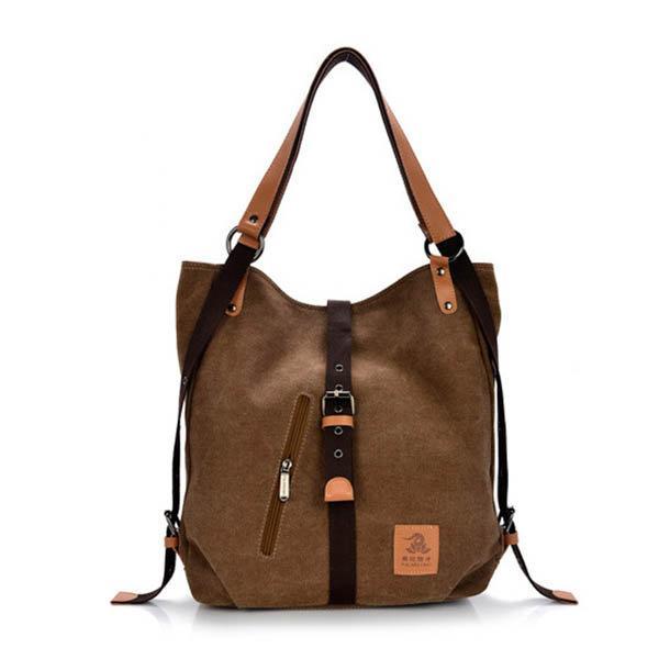 Women Canvas Casual Multifunctional Microfiber Leather Large Capacity Handbag Shoulder Bags Backpack