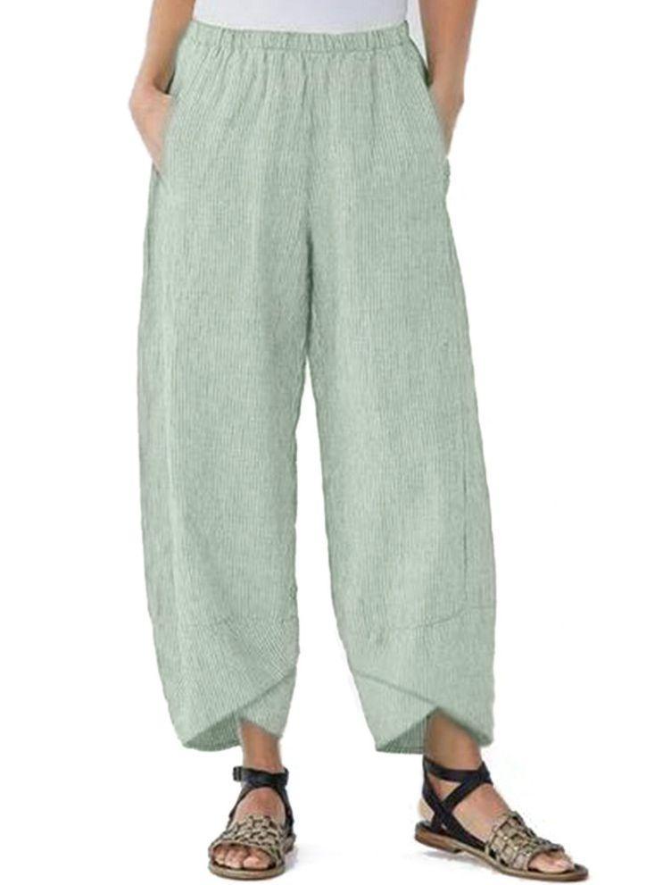 Plus Size Loose Women Yoga Trousers with Thin Strips and Wide Legs