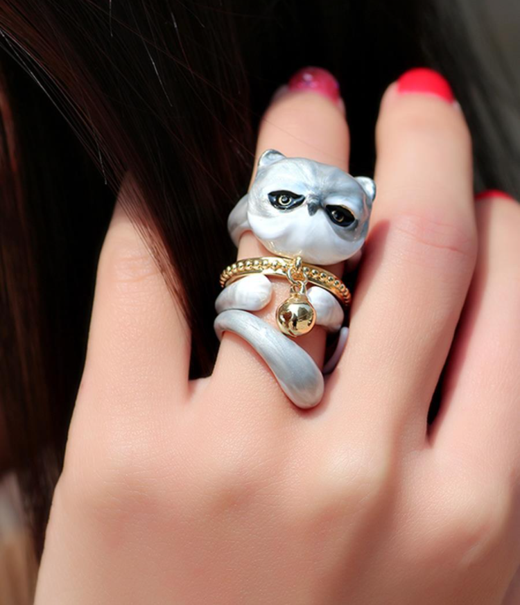 Lovely Animal design 3-piece enamel ring set