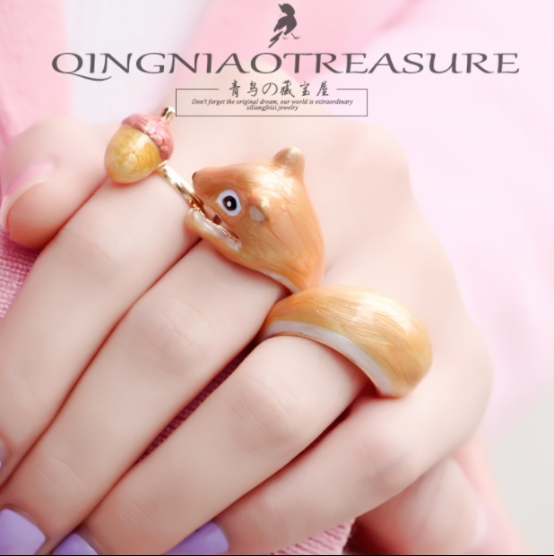 Lovely Animal design 3-piece enamel ring set