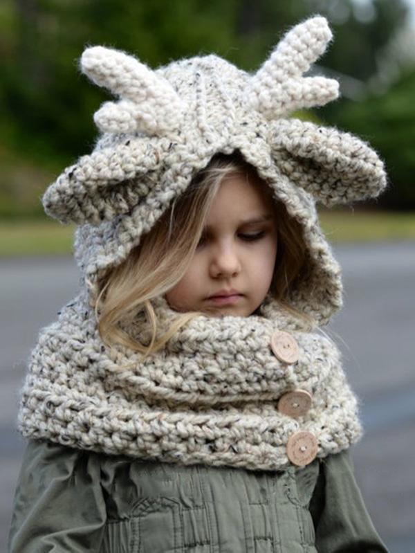 Super Cute Knitted Elk Single Button Hat Glove Accessories