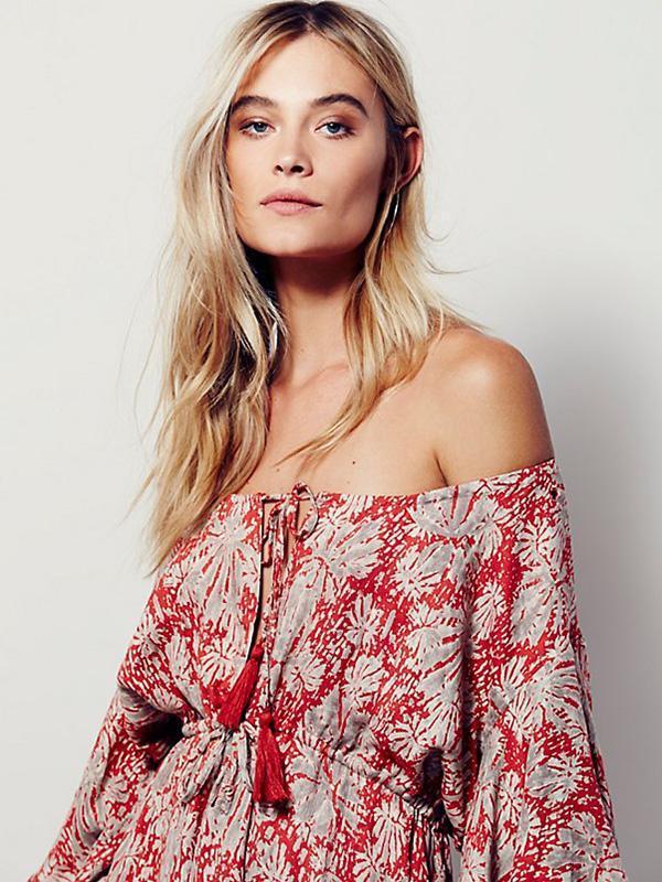 Pretty Bohemia Floral Off-shoulder Falbala Maxi Dress