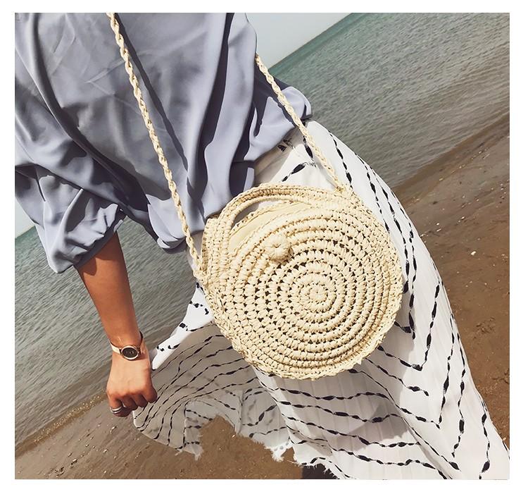 Beach Women s Shoulder Crossbody Round Holiday Weaving Bag