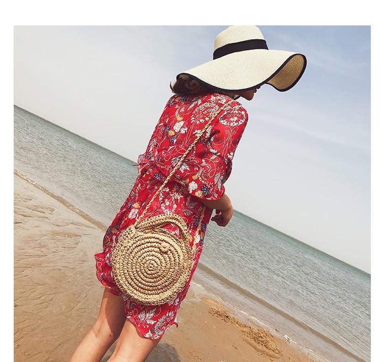 Beach Women s Shoulder Crossbody Round Holiday Weaving Bag