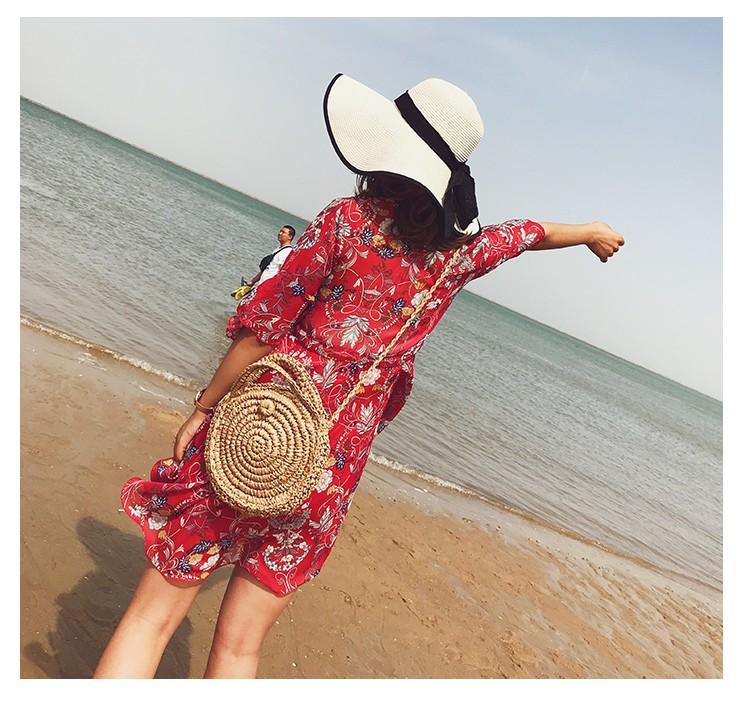 Beach Women s Shoulder Crossbody Round Holiday Weaving Bag