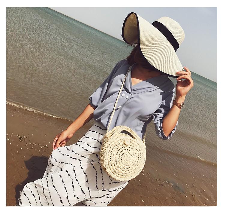 Beach Women s Shoulder Crossbody Round Holiday Weaving Bag