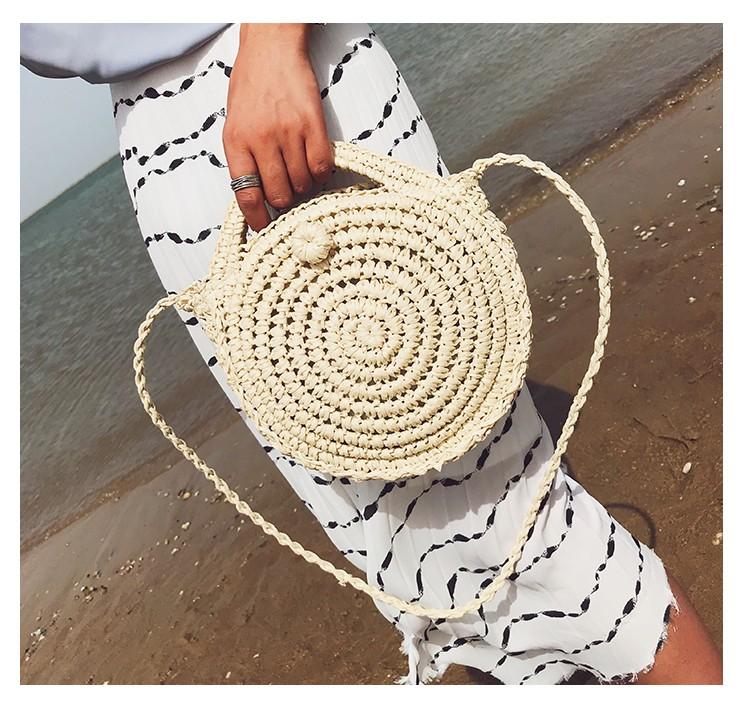 Beach Women s Shoulder Crossbody Round Holiday Weaving Bag