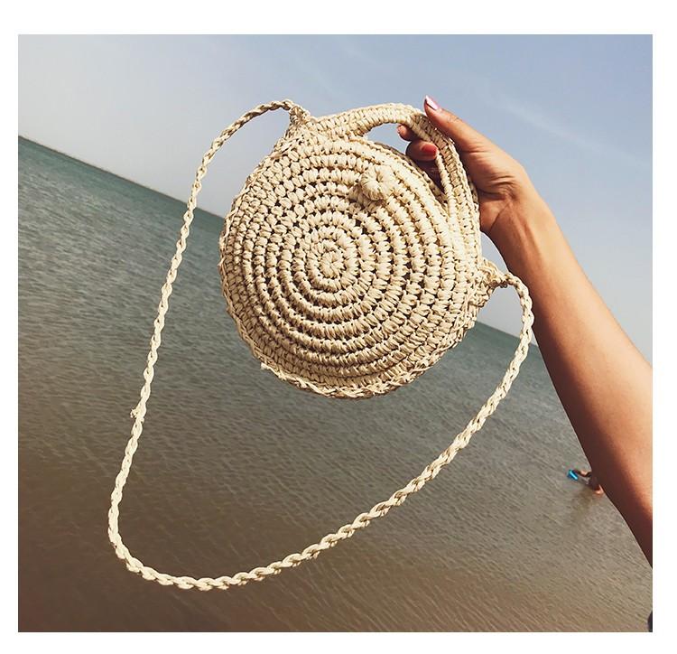 Beach Women s Shoulder Crossbody Round Holiday Weaving Bag