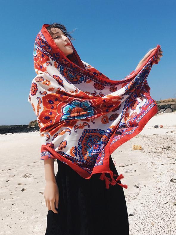 Bohemian Sun Flower Beach Towel Sunscreen Shawl Scarf