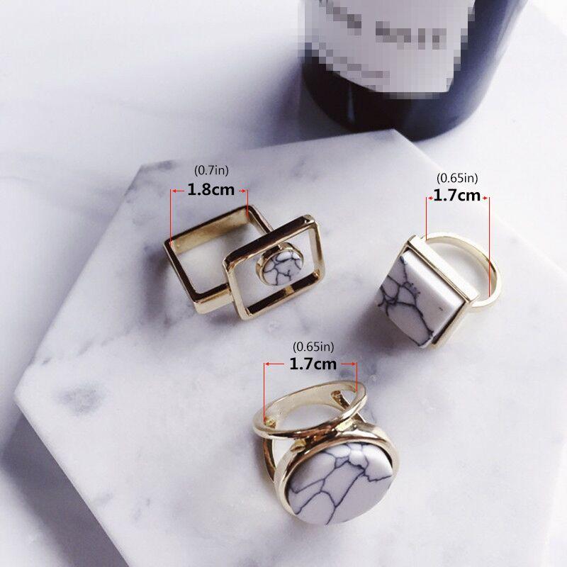 Boho Geometric Round Square Big Finger Ring