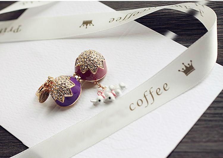 Easter Egg Bunny Charm Women Handbag Zipper Key Chains Moves Pendant For Girl Necklace Jewelry
