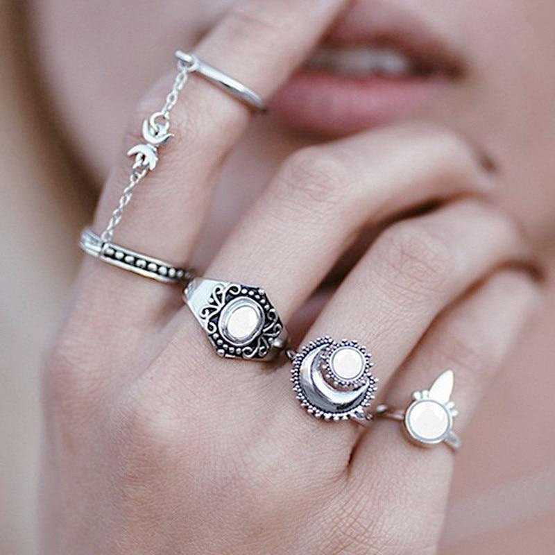 Tassel Ring Set Rings Vintage Carved Women Jewelry