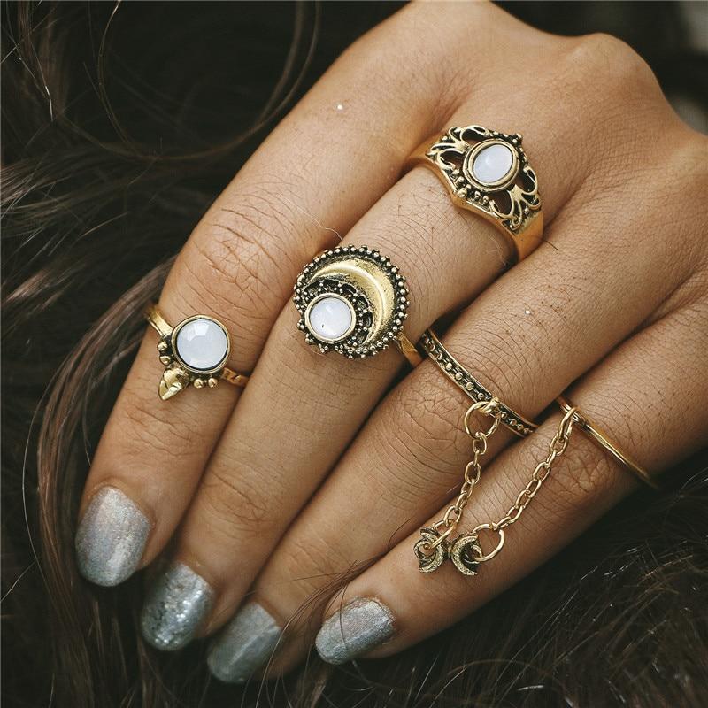 Tassel Ring Set Rings Vintage Carved Women Jewelry