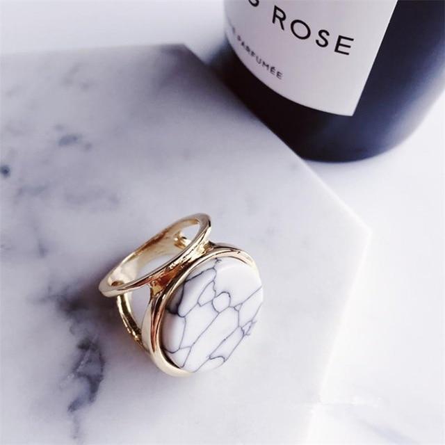Boho Geometric Round Square Big Finger Ring