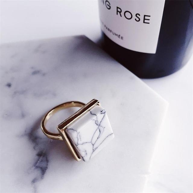 Boho Geometric Round Square Big Finger Ring