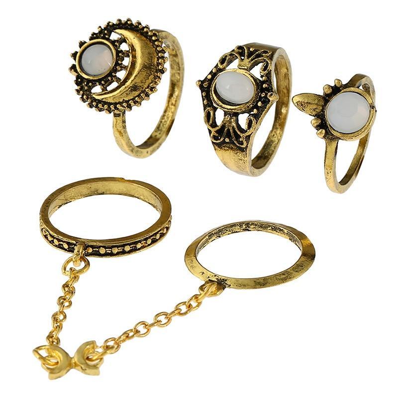 Tassel Ring Set Rings Vintage Carved Women Jewelry