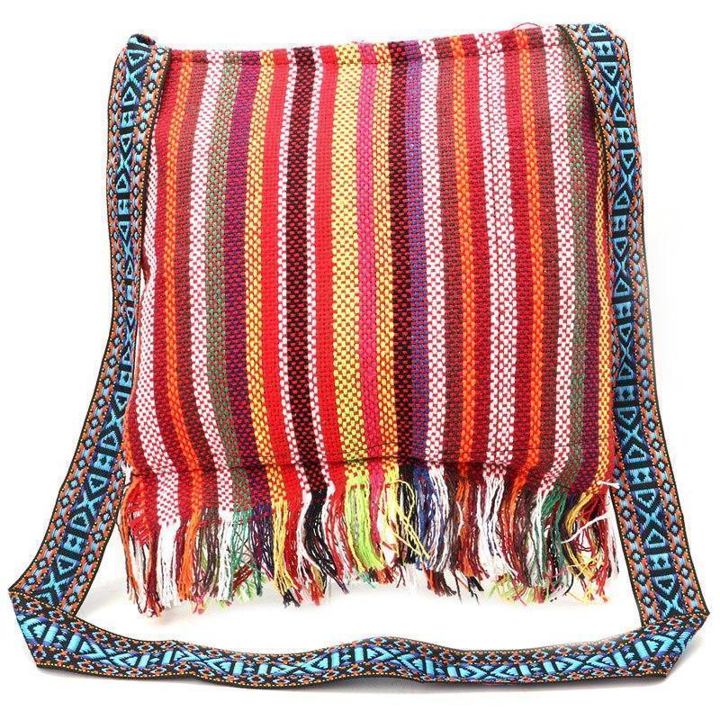 Linen Thai Embroidery Totes Shoulder Tassels National Tibet Floral Soft Bags - hiblings