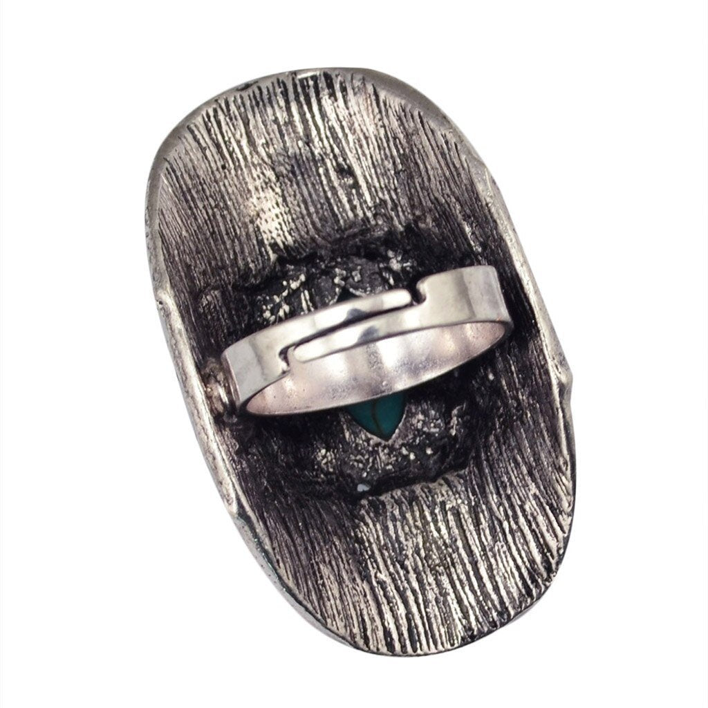 Vintage Bohemia Tibetan Ethnic Siver Engraving Leaf Adjustable Ring Jewelry