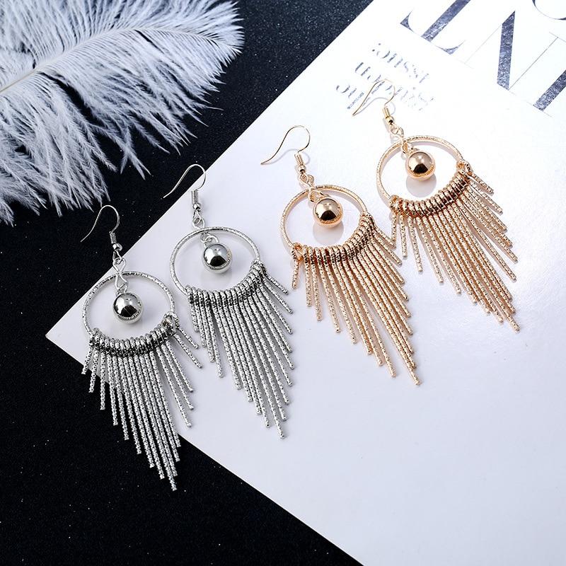 Vintage Shiny Tassel Long Drop Dangle Earring for Women