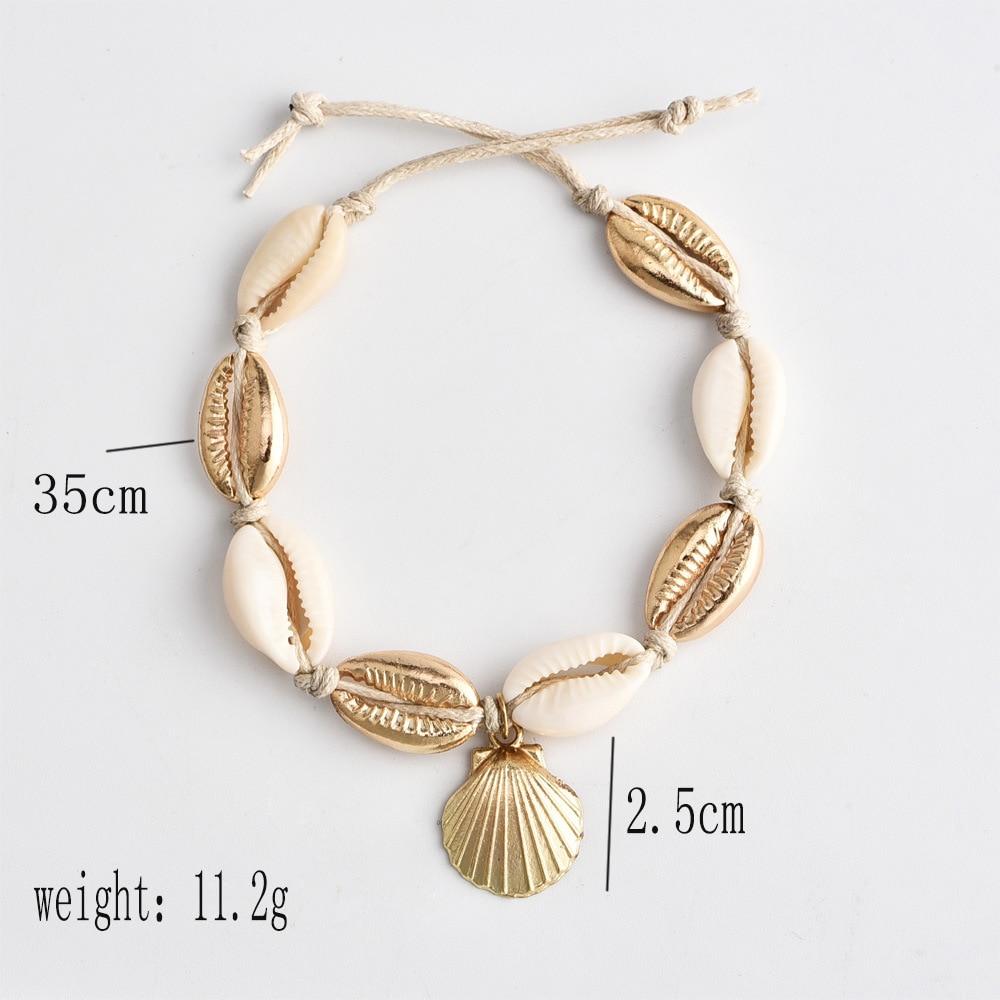 Vintage Antique Gold Color Shell Sequins Geometric Bohemian Anklet Foot Jewelry