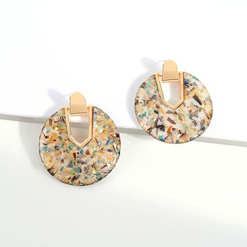 Colorful Resin Acrylic Round Dangle Unique Design U Shape shell Earrings