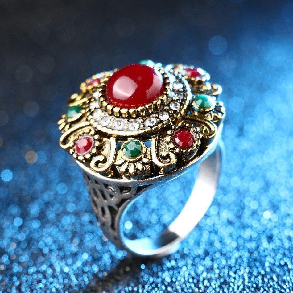 Unique Vintage Wedding Turkey Crystal Jewelry Rhinestone Ring - hiblings