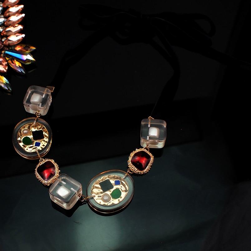Transparent Metal Strand For Women Bohemian Multicolored Pendant Necklaces