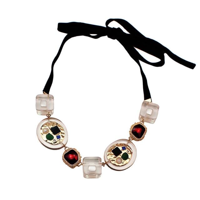 Transparent Metal Strand For Women Bohemian Multicolored Pendant Necklaces
