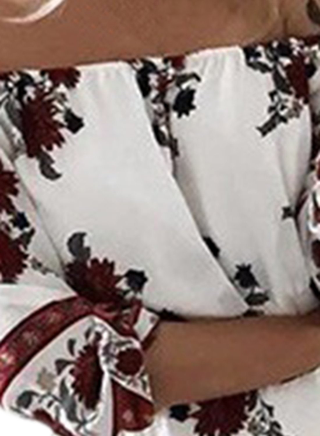 Women s PUff Sleeve Off Shoulder Floral Printed Maxi Dress