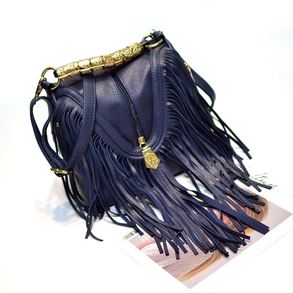 Water Bucket Large Tassel Bag Single Shoulder Crossbody Bag