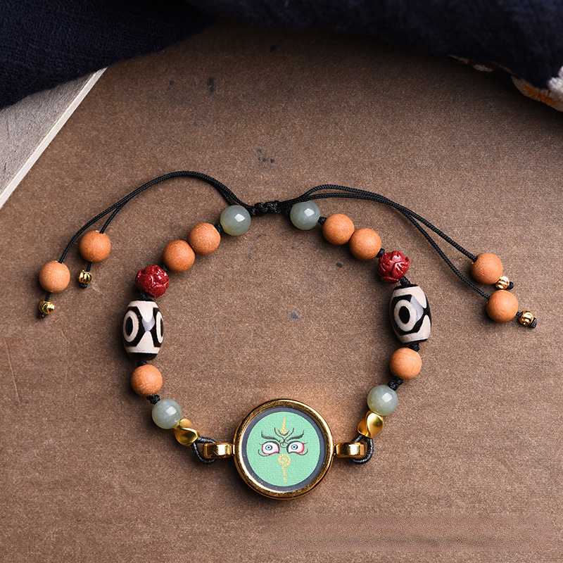 Tibetan Zakiram Thangka Pendant Hand-painted Thangka Five-way God of Wealth, Eye-catching and Multi-treasure Bracelets for Men and Women.