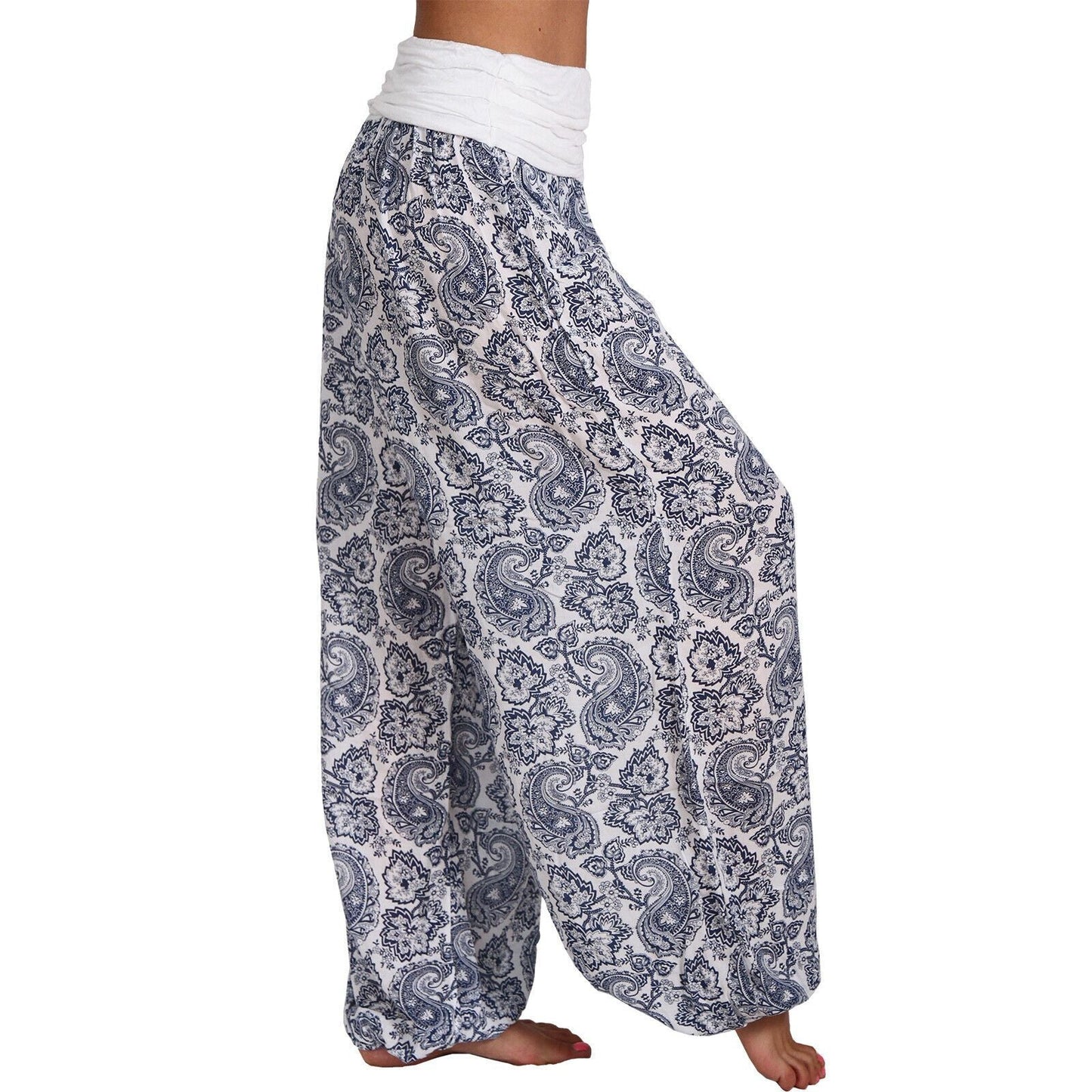 National Style Printed Long Wide Leg Pants Casual Pants Harlan Pants