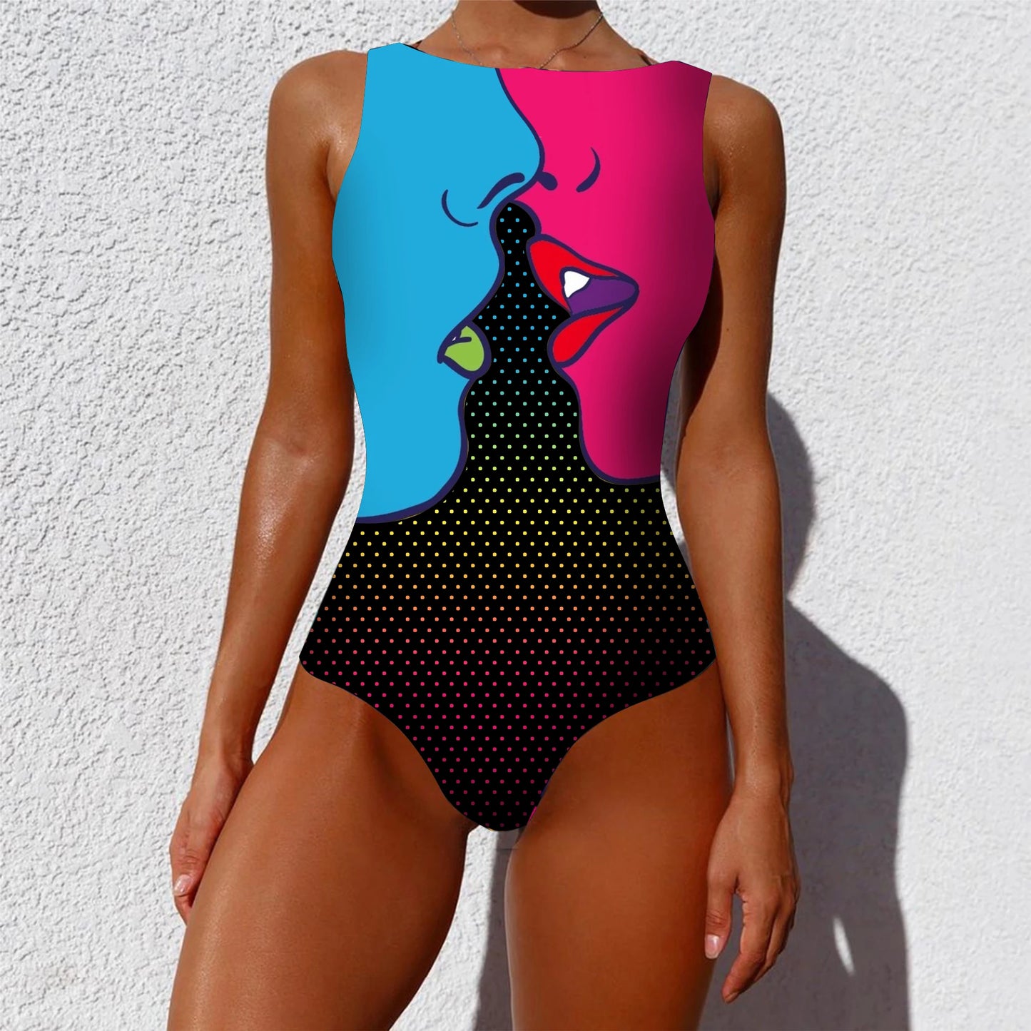 New Printed One-piece Swimsuit Classic Printed Lace Up Swimsuit Women's Push Up Flower One-piece Suit Beach Wear For Female