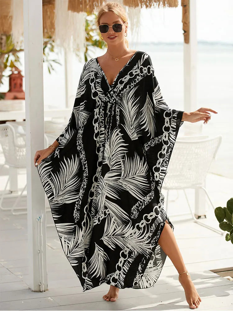 2023 Sexy Zebra Striped Bikini Cover-ups Casual Autumn Winter Side Split Beach Dress Women Beach Wear Swim Suit Cover Up Q1297