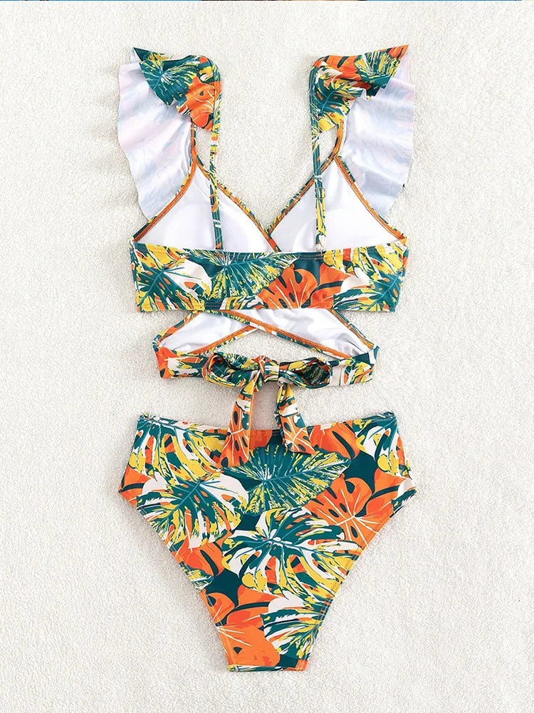 2024 New Women Print Summer Push Up Swimwear High Waist Bikini Set Bathing Suit Beachwear Female Holiday Swimsuit Swimming