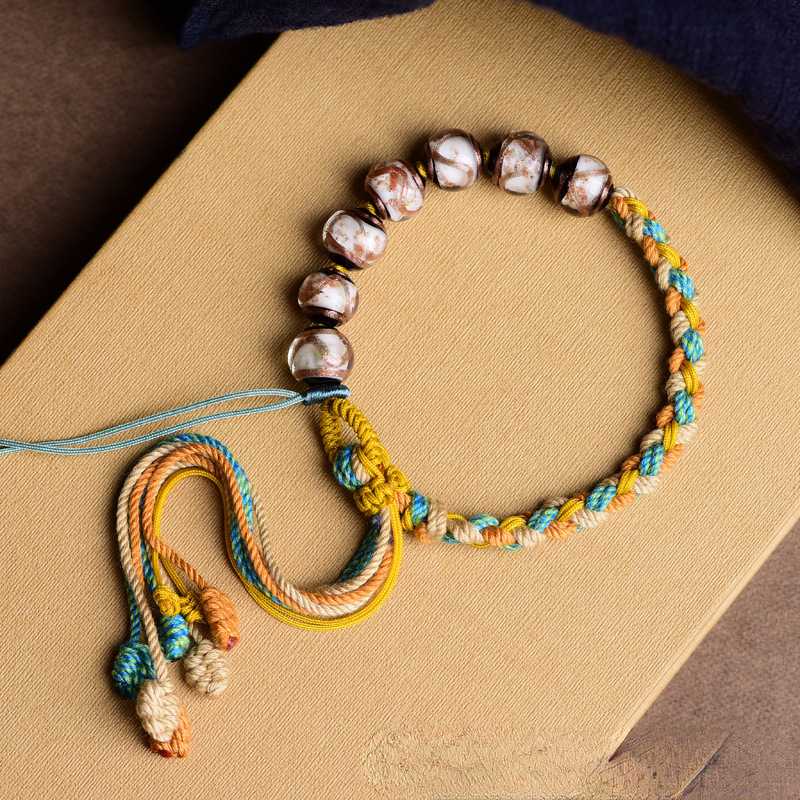 Hand-woven Bracelet Nepalese Fragrant Gray Glass Bracelet Female Thangka Bracelet Tibetan Retro Ethnic Style Rope Bracelet