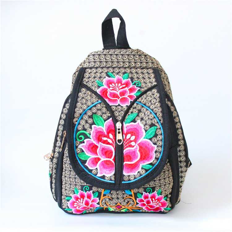 New Ethnic Style Embroidered Backpack for Women's Embroidered Canvas Leisure Backpack